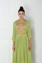 Load image into Gallery viewer, Midi Dress In Green Dyed Eri With Tie Up Jacket
