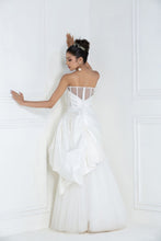 Load image into Gallery viewer, Fine Pat Corset Pleated Gown With A Drape Belt And Bow

